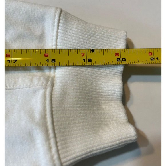 Women's Mng Crop Top Size Small Ivory Long Sleeve Crew Neck Ribbed Cuffs - Picture 6 of 7